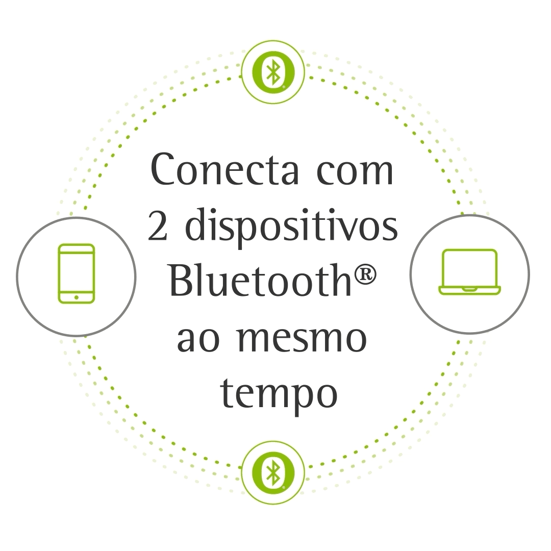 Conecta com 2 dispositivos Bluetooth ao mesmo tempo