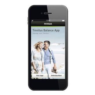 Celular com o aplicativo de terapia sonora para zumbido aberto na tela inicial